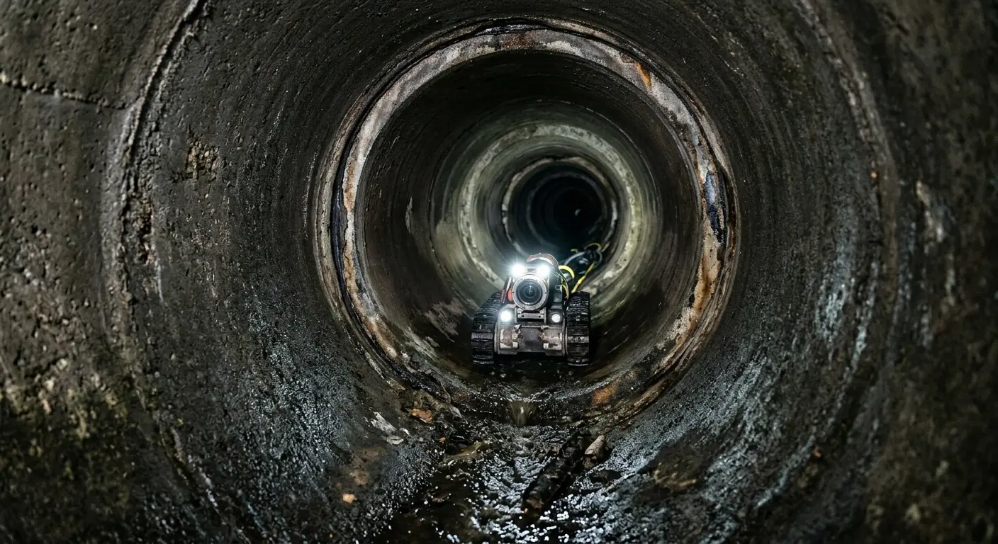 Robotic sewer camera inspecting pipe interior for Sewer Line Repair in Eau Claire
